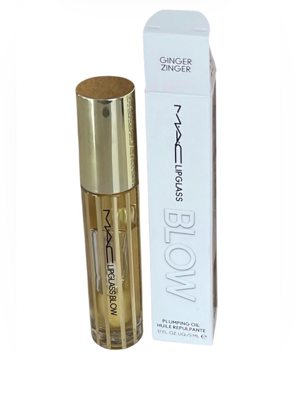 MAC Ginger Zinger Lipglass Blow Plumping Lip Oil 0.17 Fl Oz New in Box